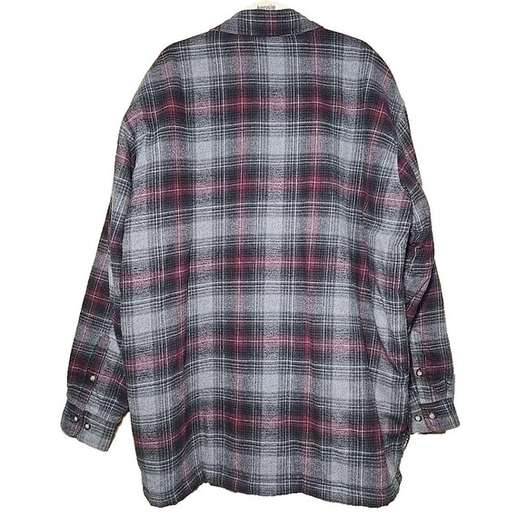 St Johns Bay Mens 2XLT Quilted Flannel Shirt Jacket Plaid Gray Red Vintage Macau - Picture 2 of 8